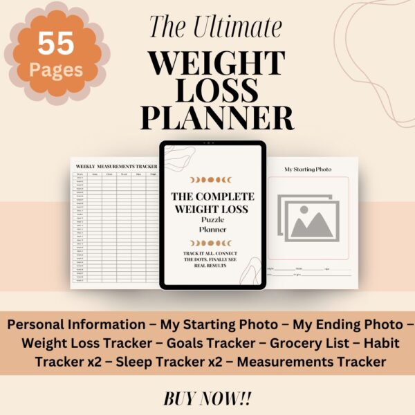 The 4-Week Weight Loss Planner: Meal, Mindset & Movement — All in One