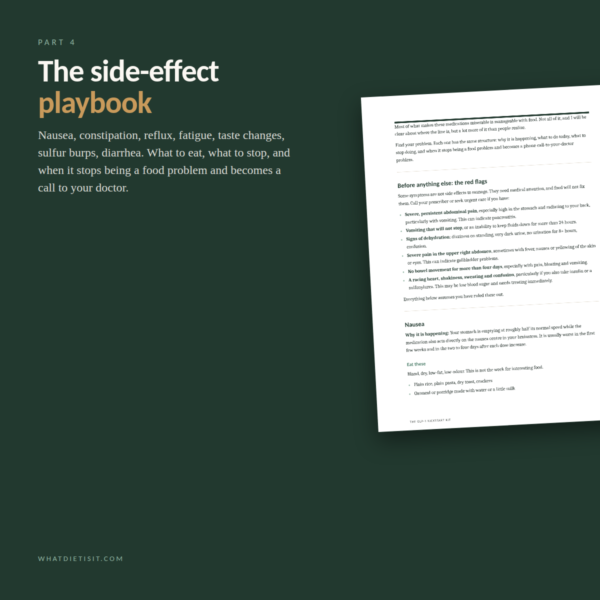 glp1-gallery-5-sideeffects The GLP-1 side-effect playbook covering nausea, constipation, reflux and fatigue