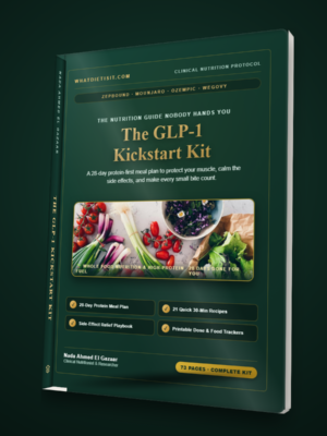 The GLP-1 Kickstart Kit: 28-Day Protein-First Meal Plan for Zepbound, Ozempic and Wegovy 3D Illustrated Book Mockup