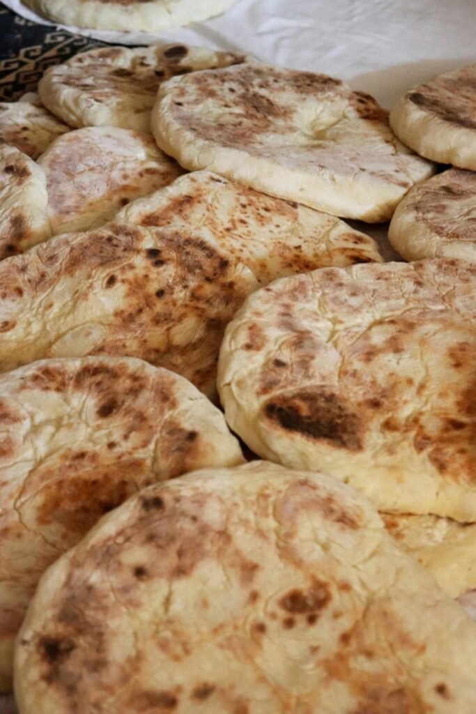 Stack of freshly baked homemade flatbreads